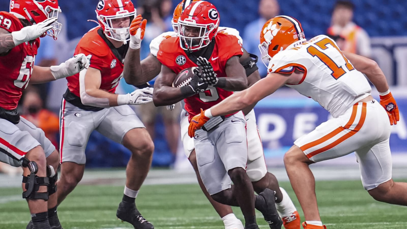 Nick Saban hands Georgia freshman running back Nate Frazier the ultimate compliment