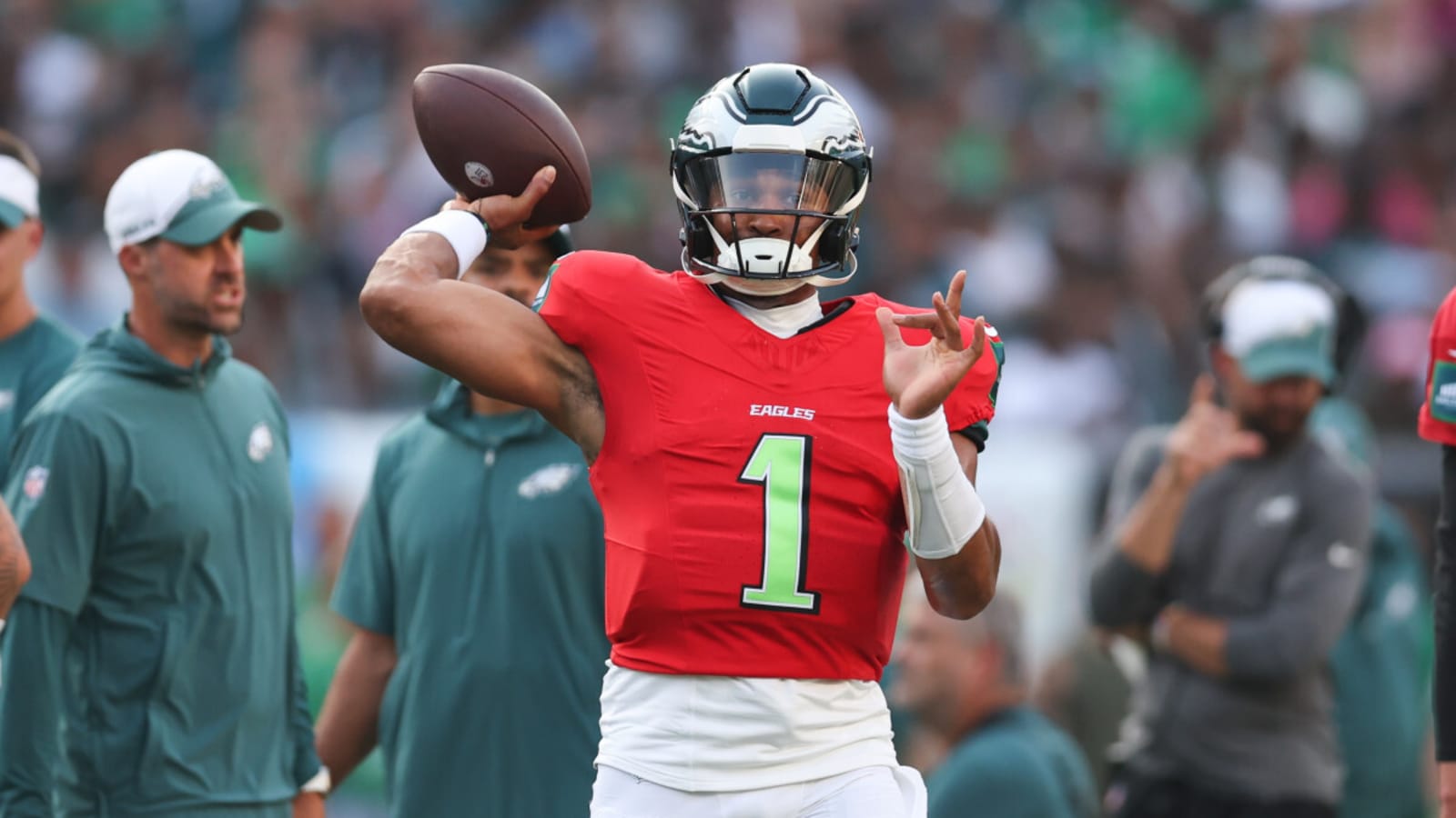 Philadelphia Eagles QB Jalen Hurts shouts out giant rookie WR