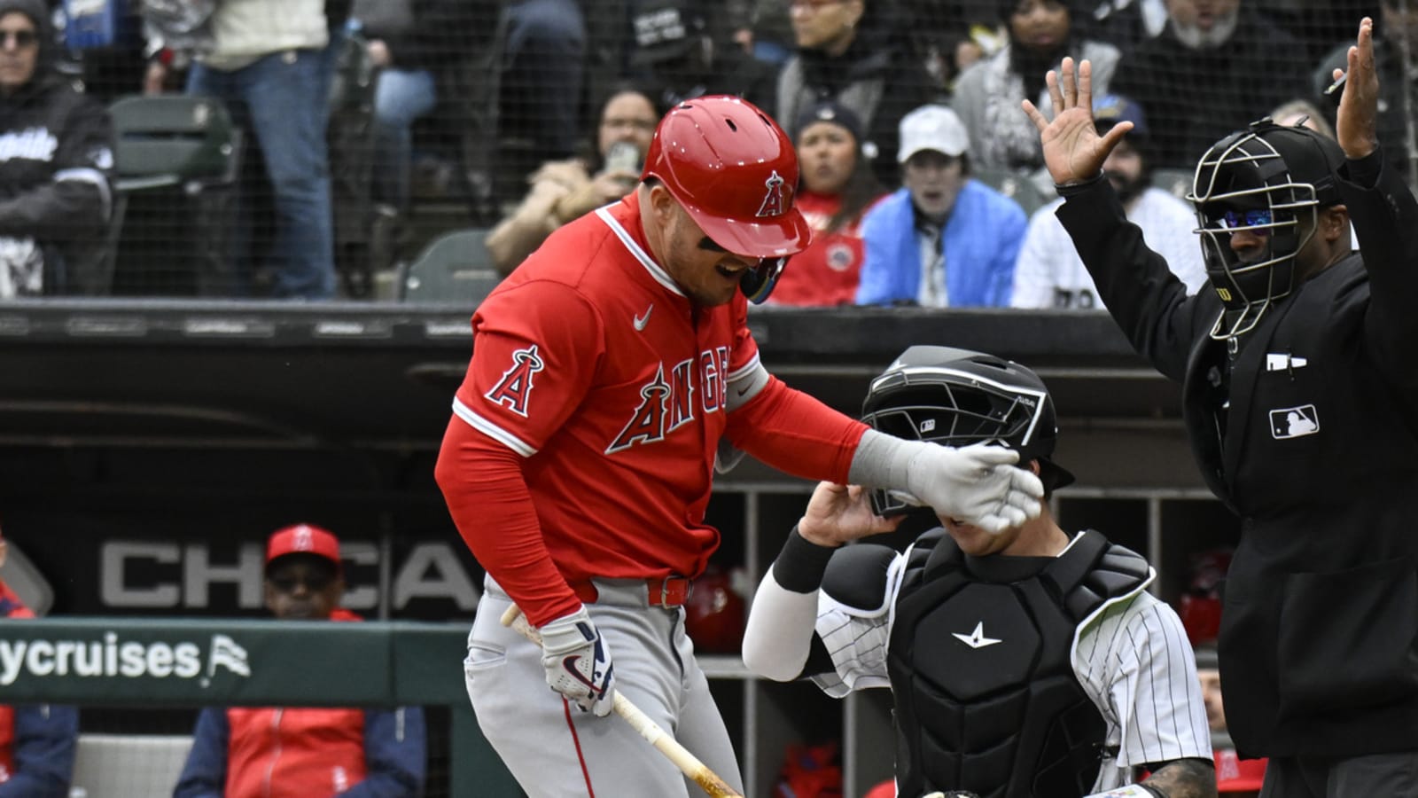 Watch: Mike Trout gets hit by pitch in first at-bat of the season