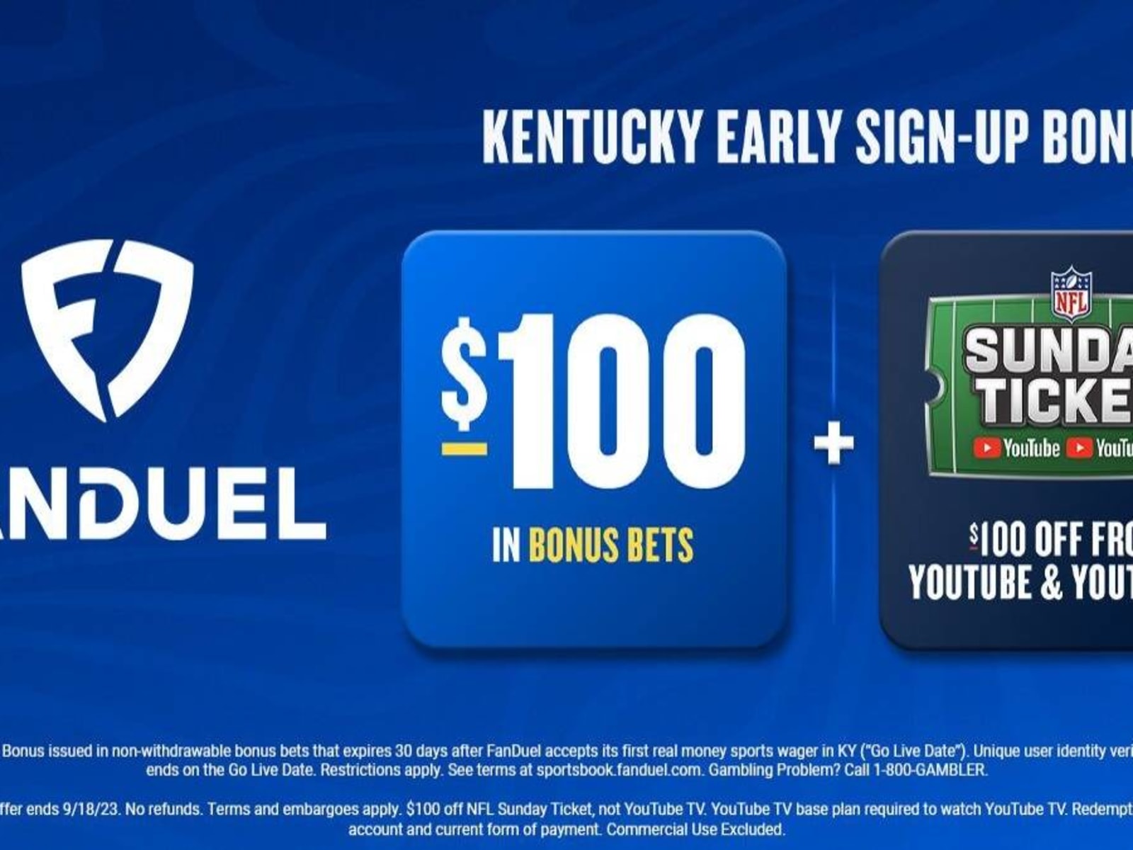Kentucky FanDuel Promo Code: Get $100 Free Before Launch Plus $100 off NFL  Sunday Ticket