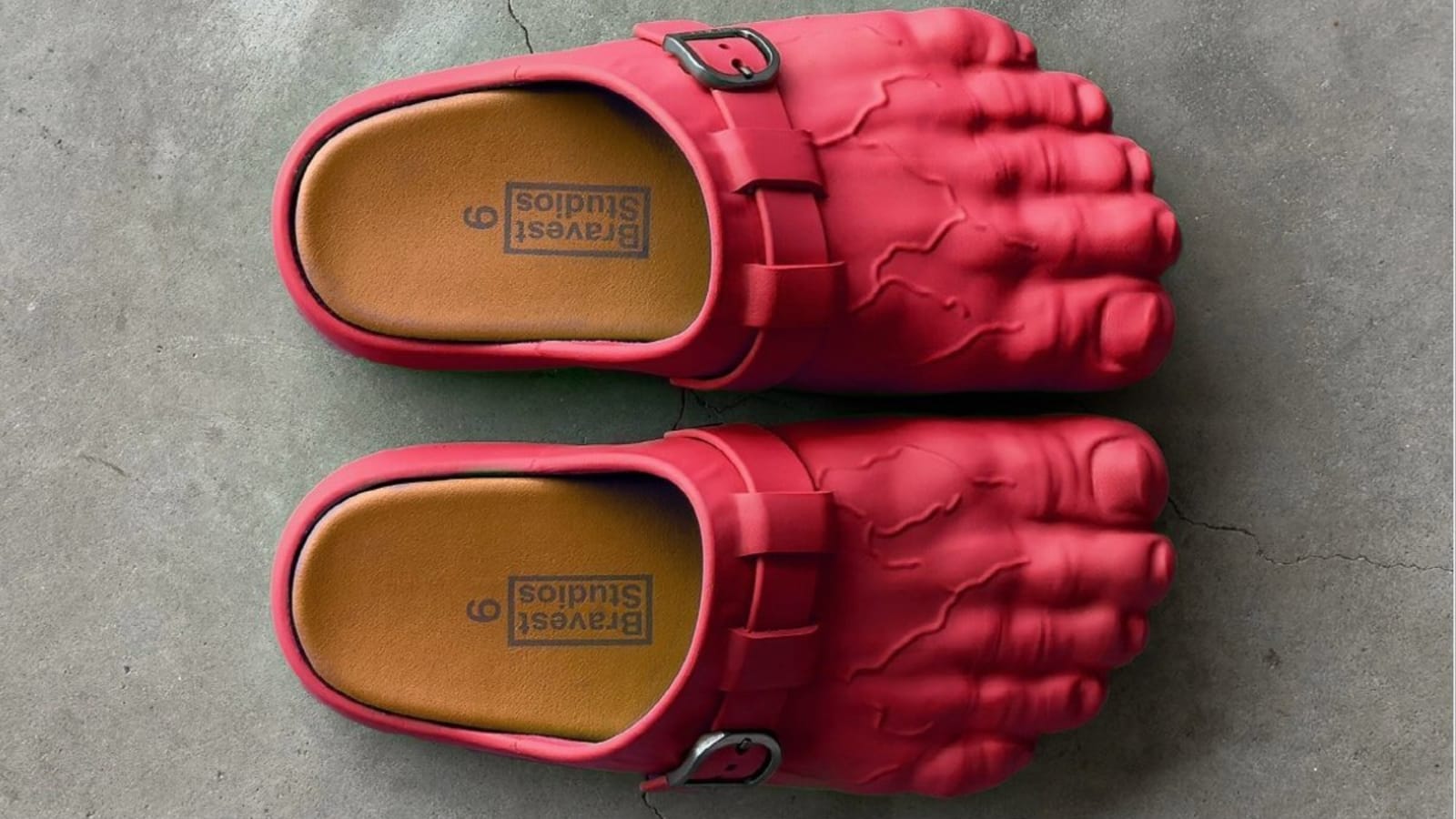 These Red Hulk Foot Clogs Are Veiny and Incredible