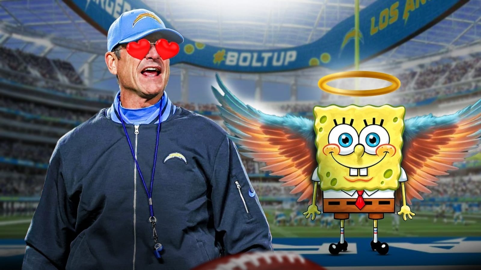 Chargers’ Jim Harbaugh unironically praises Spongebob during Nickelodeon broadcast
