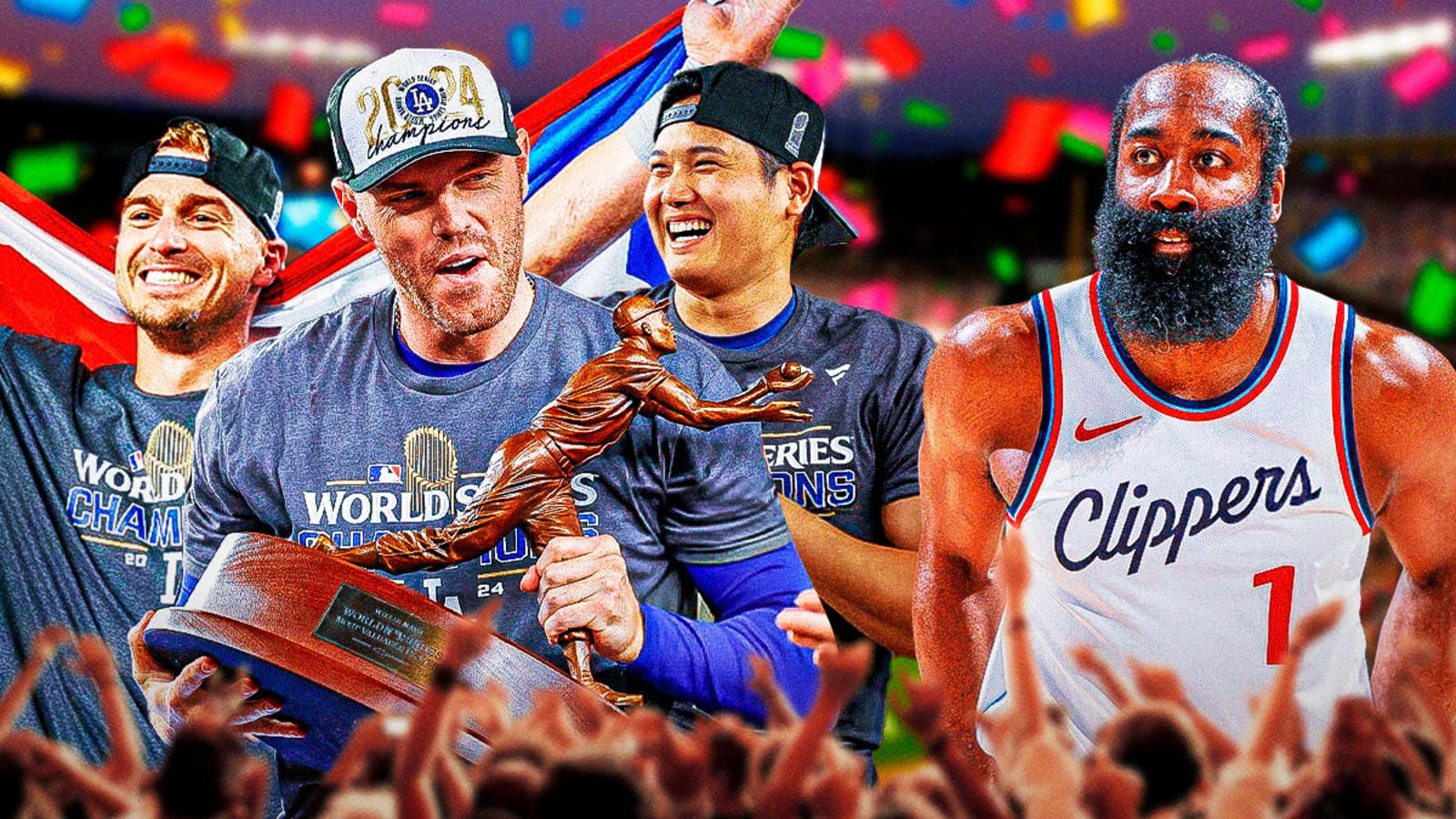 Clippers’ James Harden reacts to Dodgers winning World Series