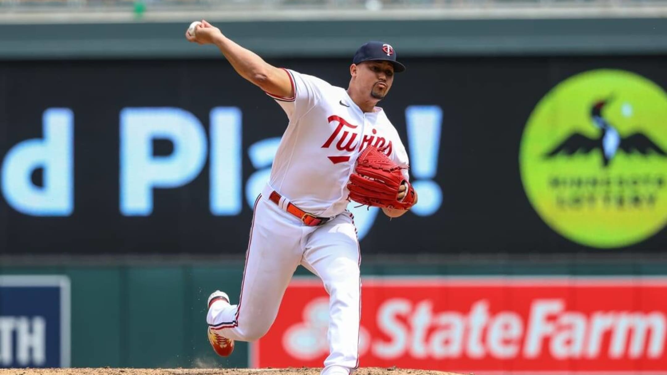 Minnesota Twins relief pitcher Jhoan Duran celebrates after a