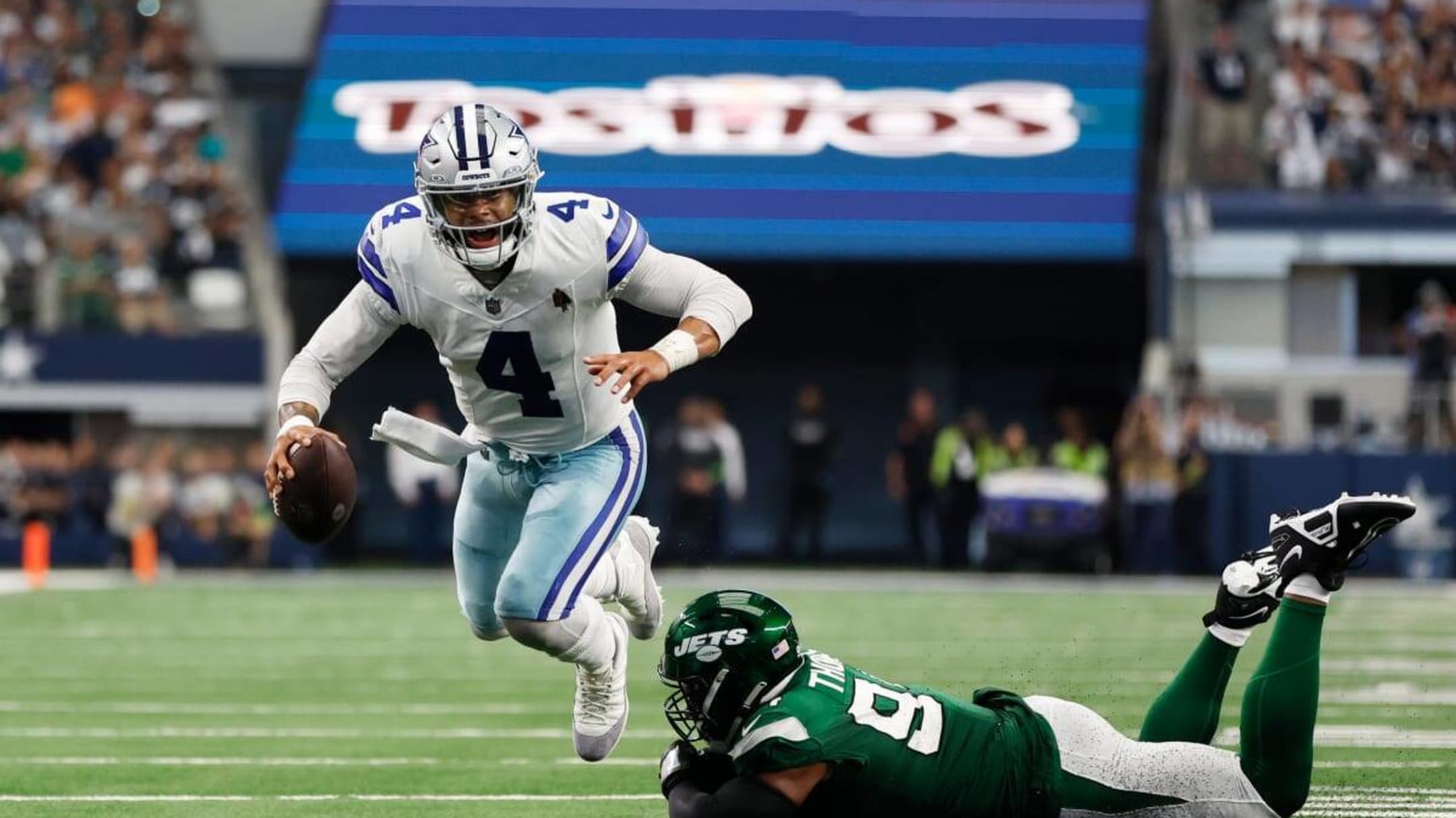 Dallas Cowboys Quarterback Dak Prescott Models Texas Rangers Nike