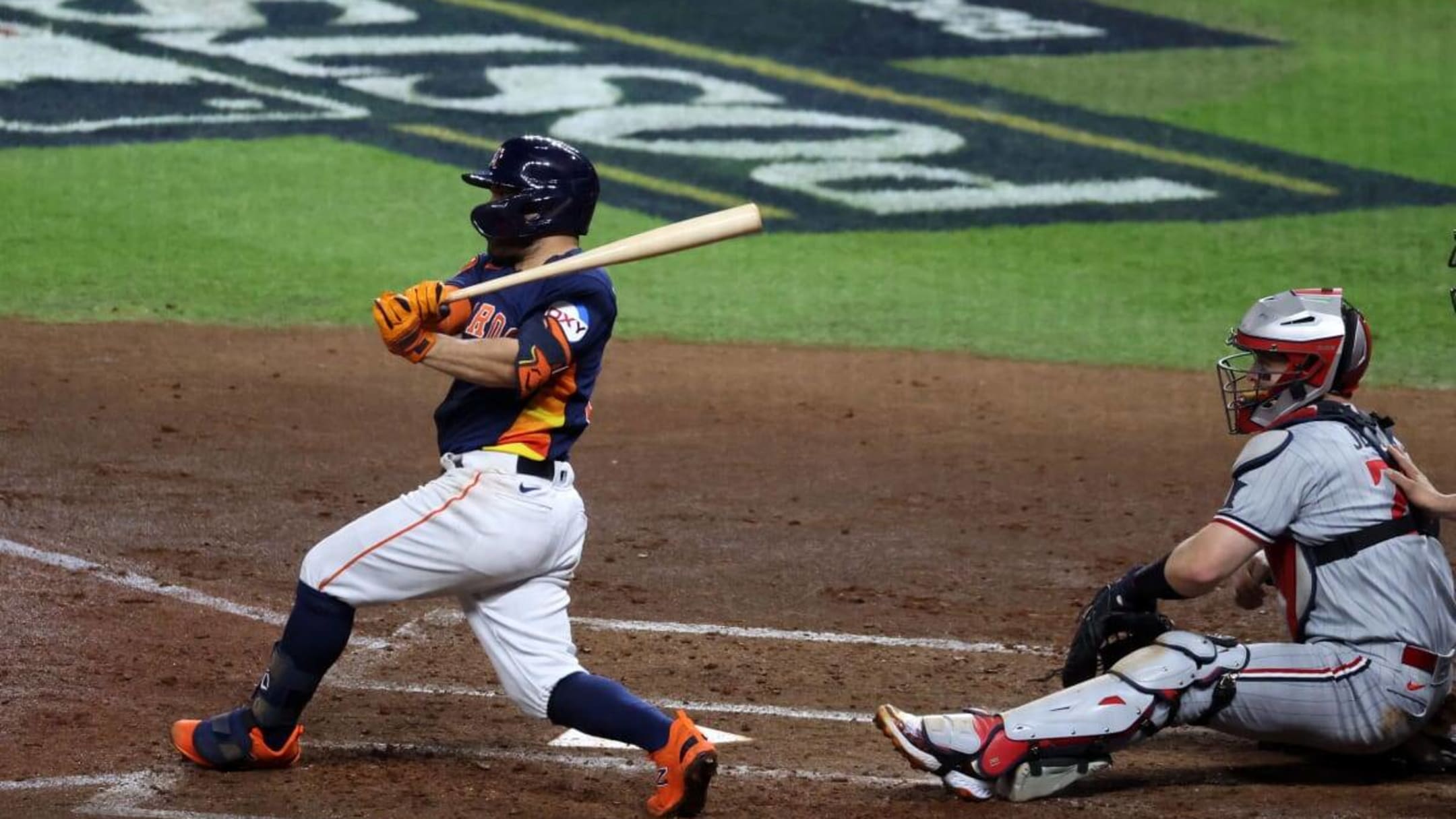 Houston Astros Jose Altuve at bat against Phillies in Game 3 of