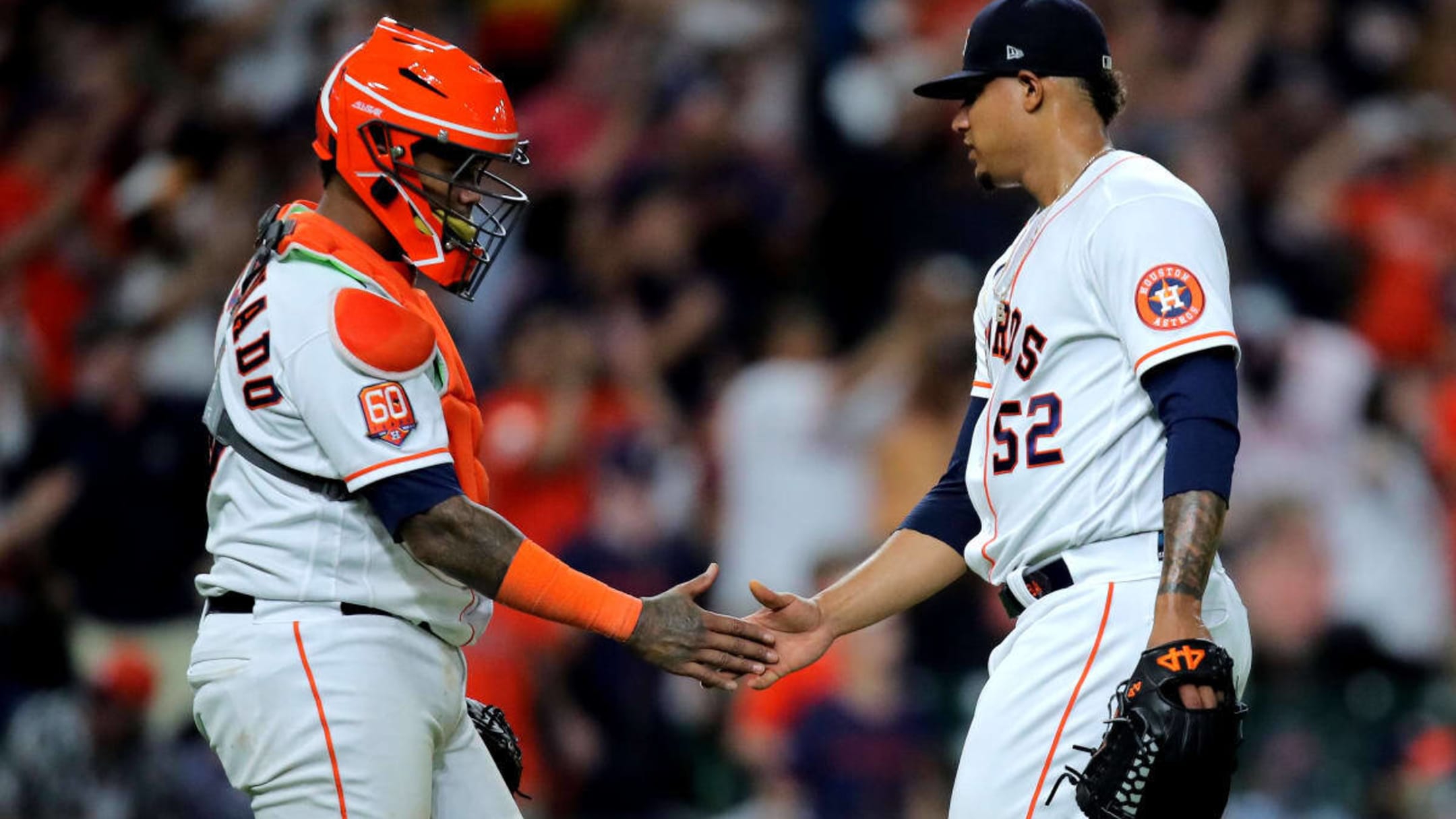 Houston Astros relief pitcher Bryan Abreu (52) during the eighth