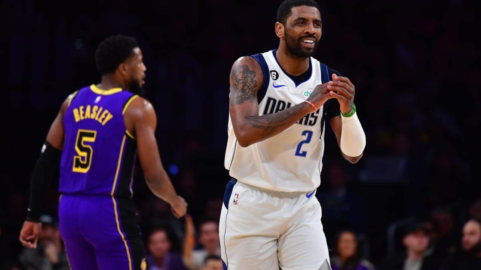 Kyrie Irving Sits Courtside as LeBron James&#39; Lakers Eliminate Grizzlies