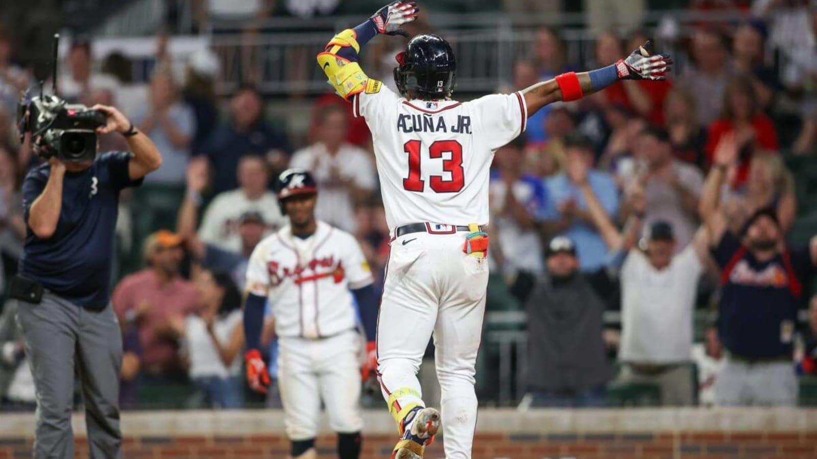 RF Ronald Acuña Jr.  Atlanta braves baseball, Braves baseball, Atlanta  braves wallpaper