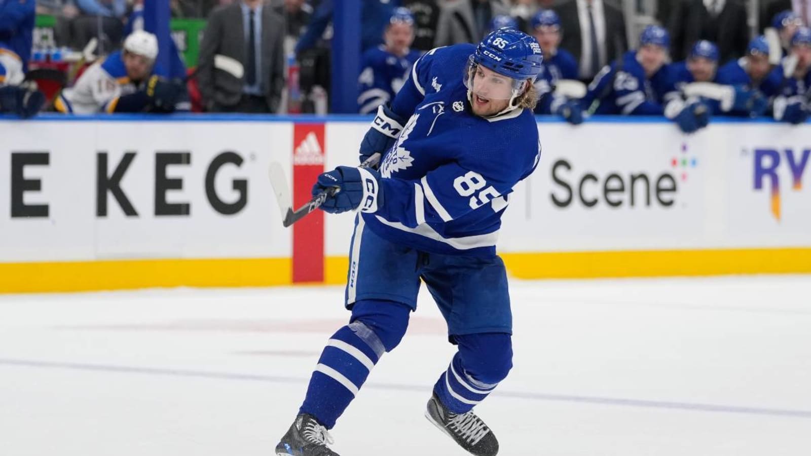 Toronto Maple Leafs defenseman William Lagesson leaves game with upper-body injury