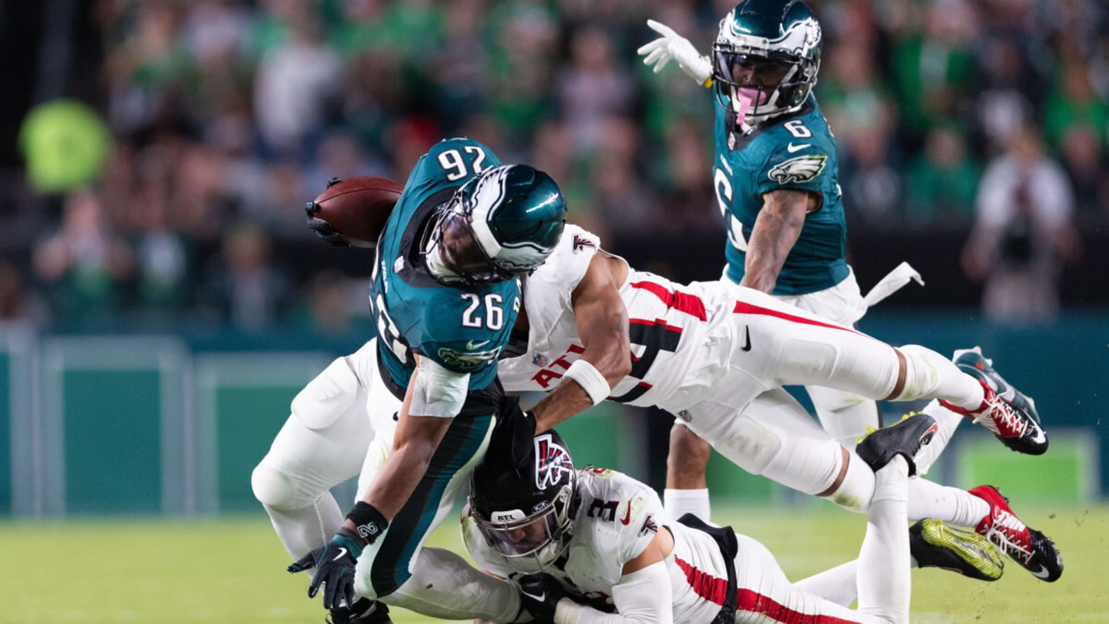 Saquon Barkley reacts to costly dropped pass in Eagles&#39; 22-21 MNF loss to Falcons