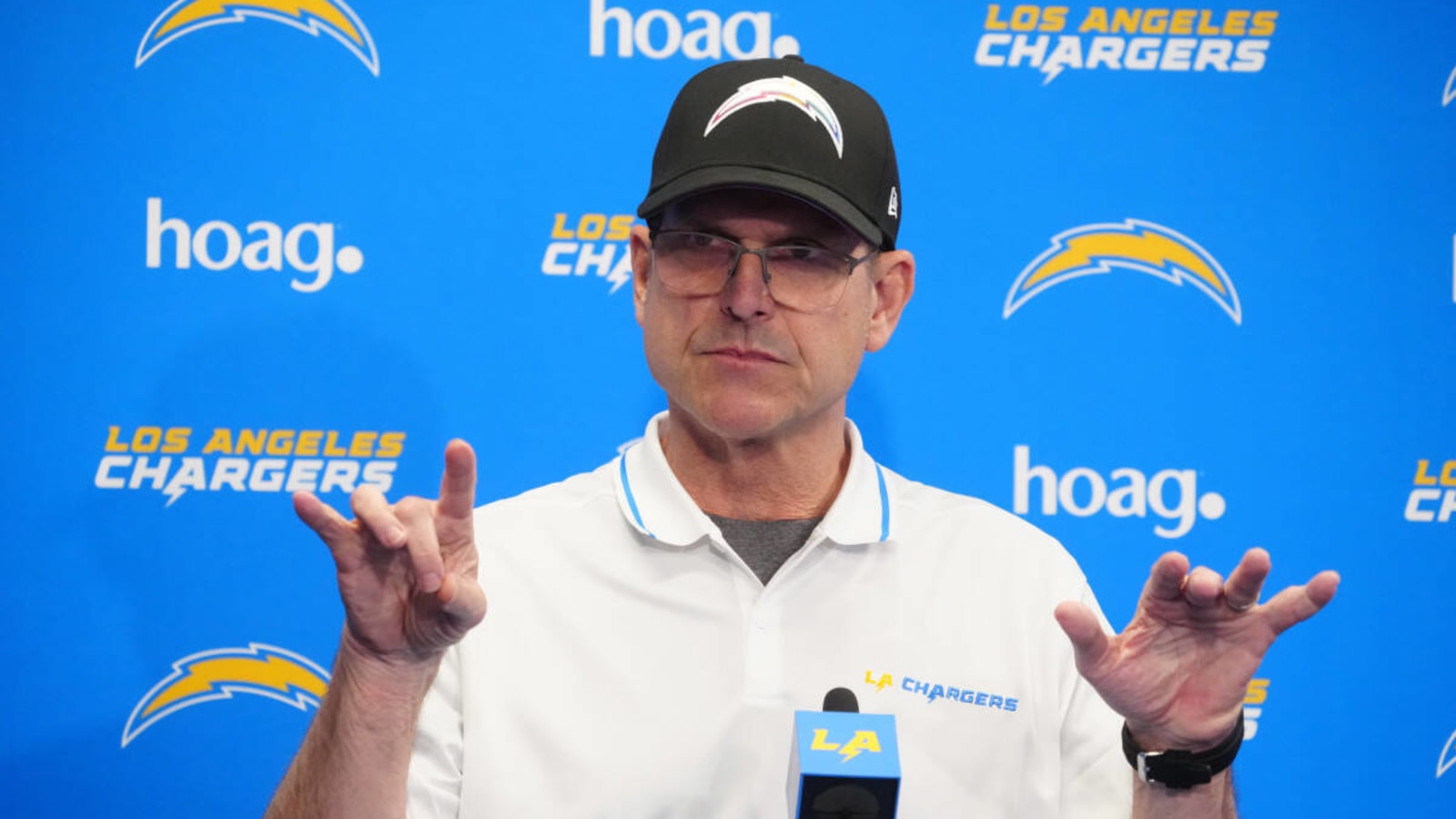 Chargers HC Jim Harbaugh does not seem enthused about current WR room
