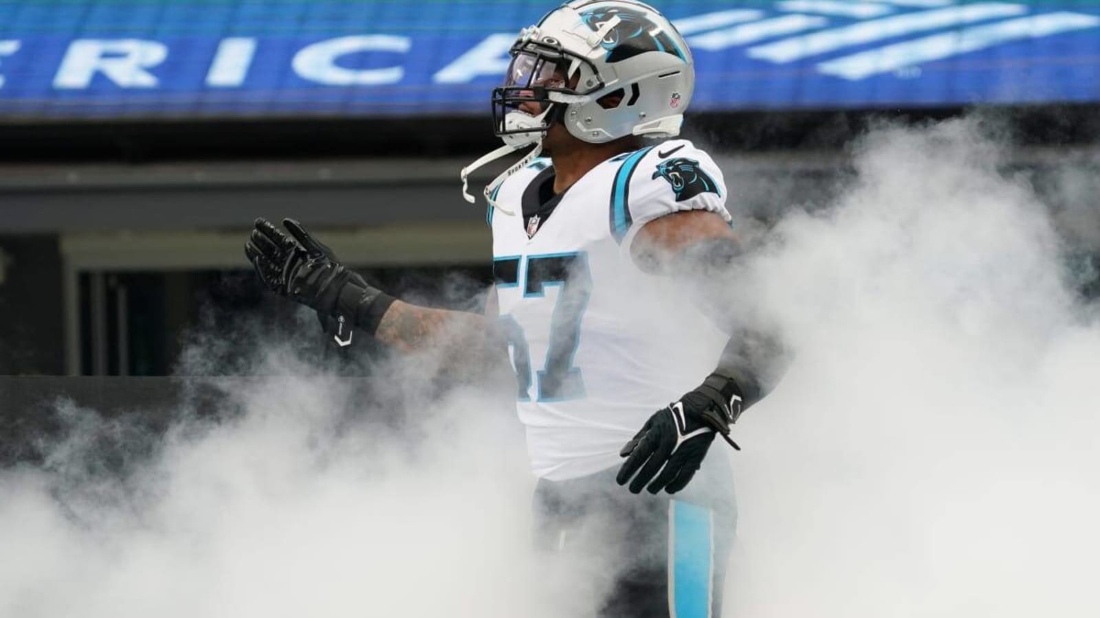 Carolina Panthers linebacker Damien Wilson watches during the