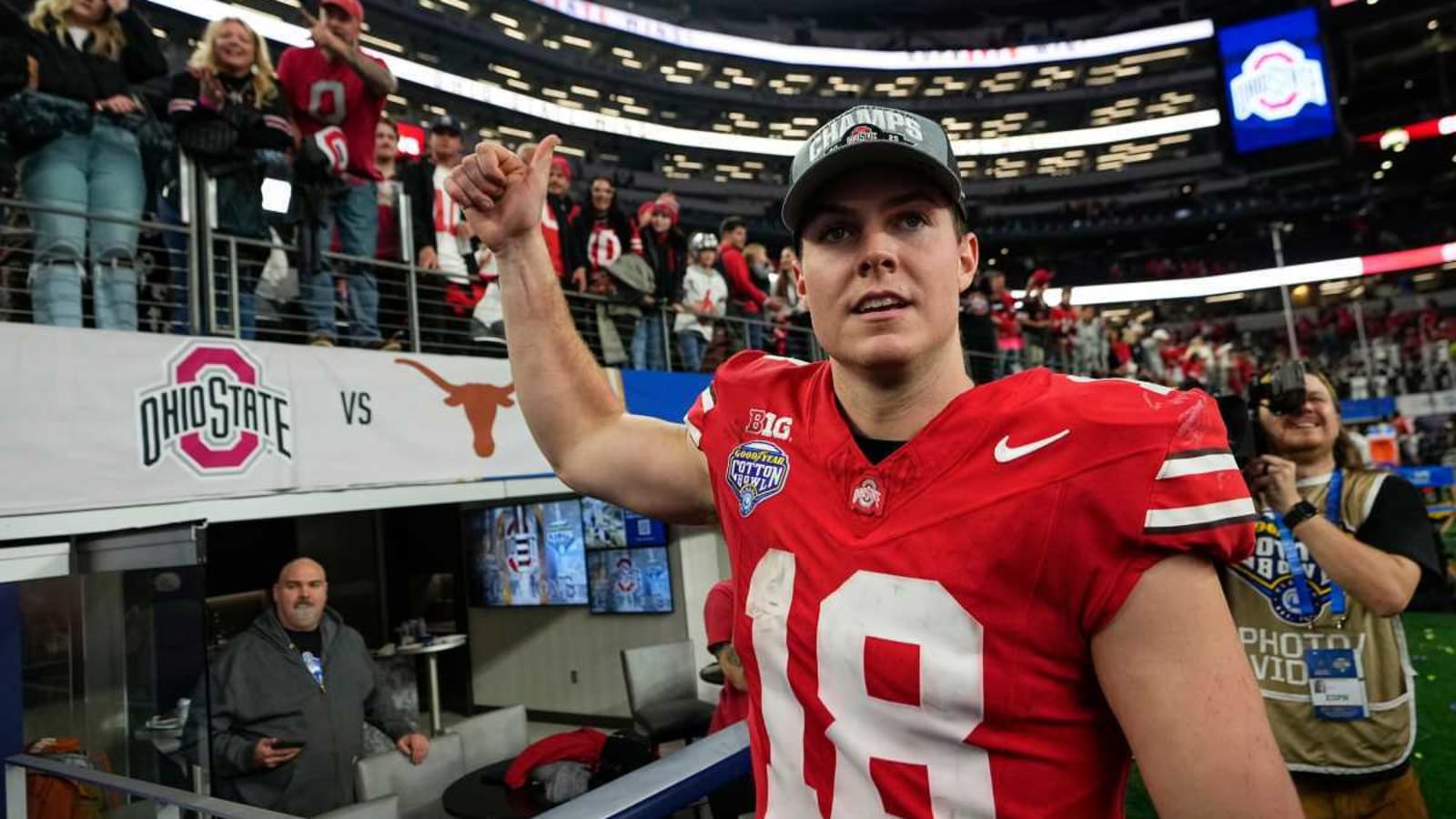 Video Shows Will Howard&#39;s Spirited Locker Room Celebration After Ohio State Beat Texas