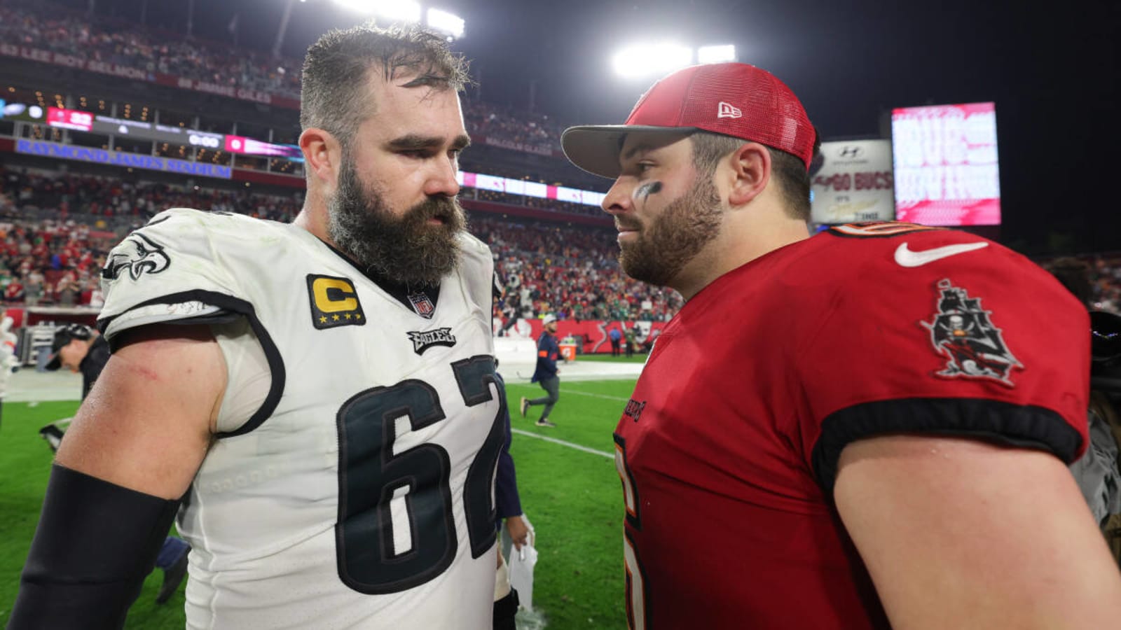 Eagles Star Jason Kelce Praises Buccaneers&#39; Baker Mayfield, Ryan Jensen