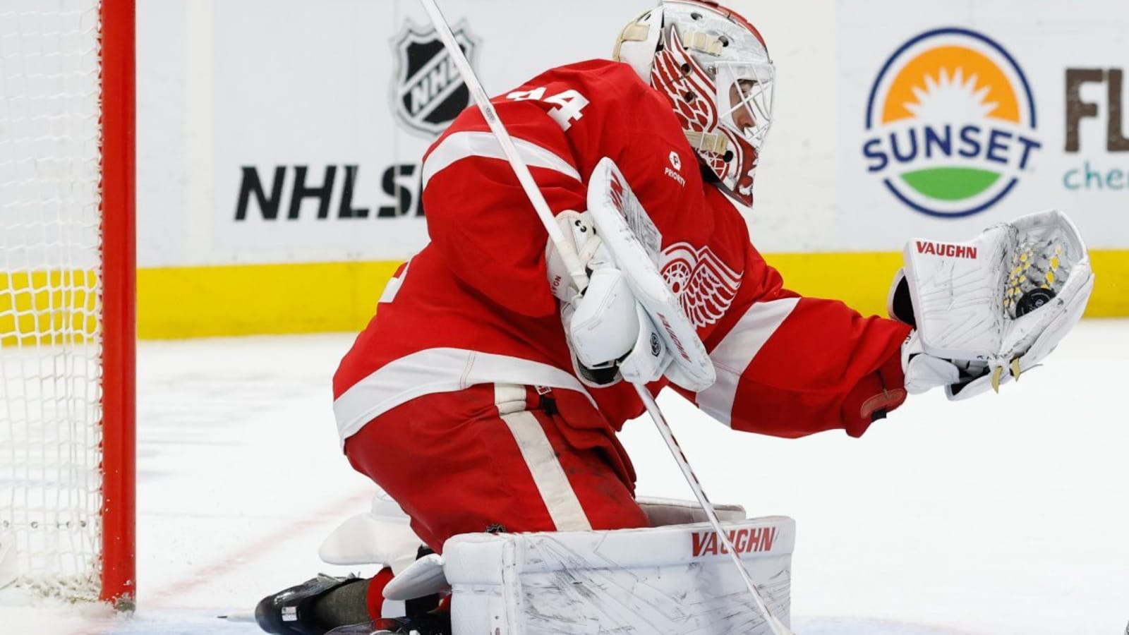 Red Wings’ Alex Lyon leaves game against Senators with upper-body injury