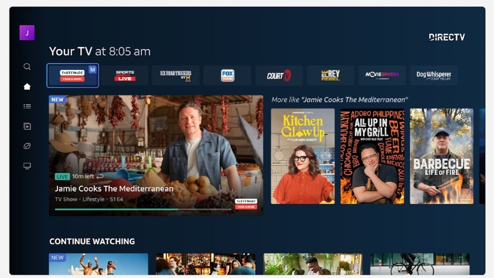 MyFree DIRECTV "Home" screen