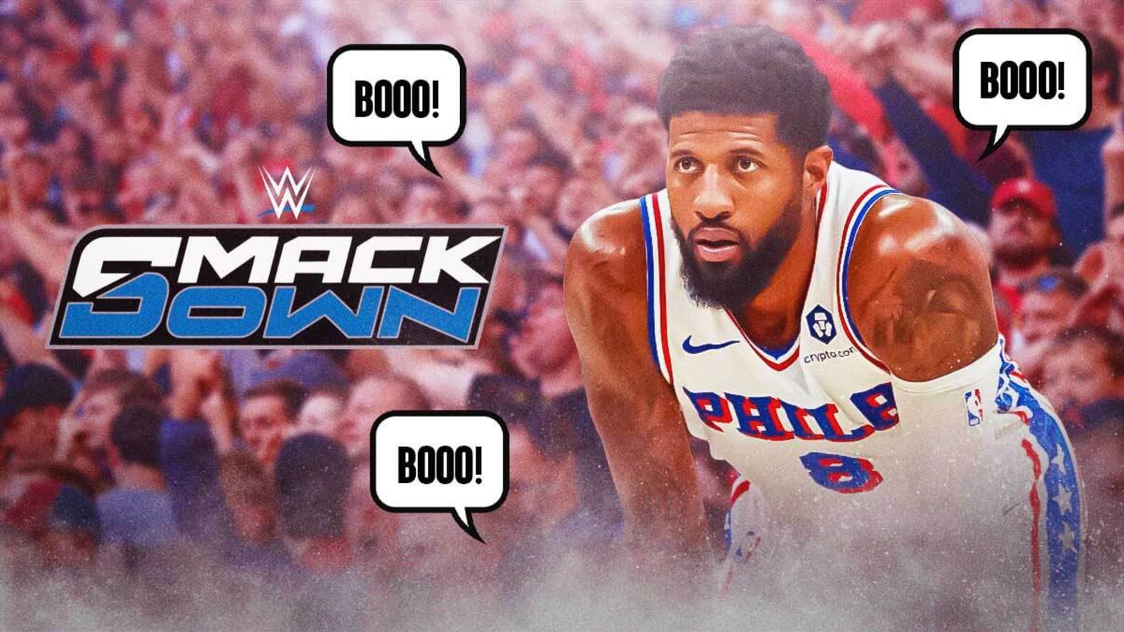 76ers fans boo Paul George at WWE SmackDown