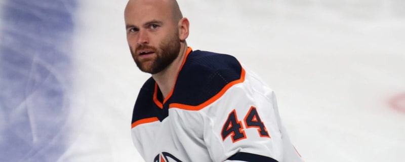 Former Oiler Zack Kassian pumps up the crowd at Rogers Place during Game 3