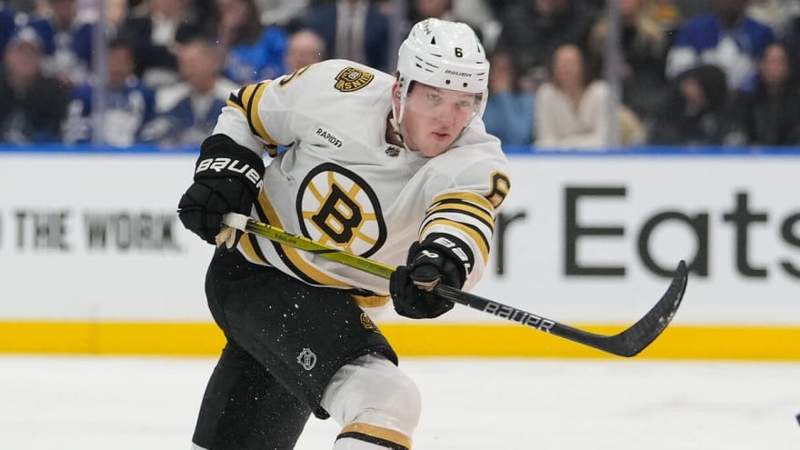 Watch: Bruins' Mason Lohrei breaks tie with incredible goal