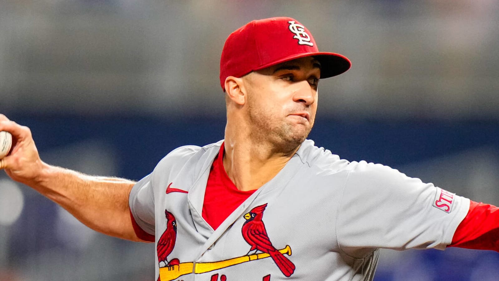 Jack Flaherty of the St. Louis Cardinals looks on prior to a game