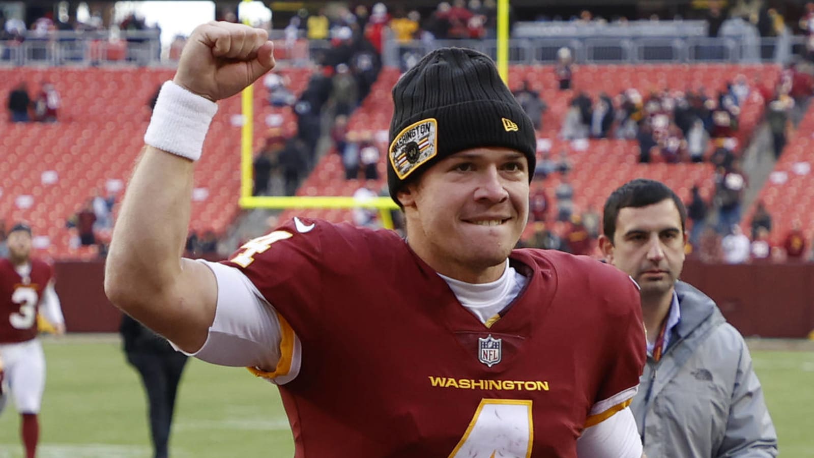 WFT QB Taylor Heinicke gets emotional after beating Tom Brady