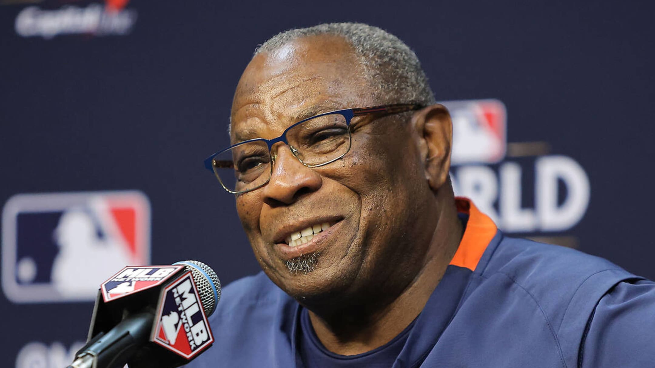 Houston Astros manager Dusty Baker holds the #WorldSeries