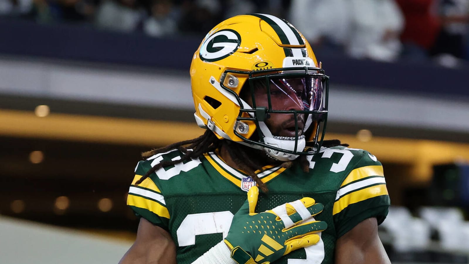 Watch: Packers RB Aaron Jones gets stitched up on sidelines