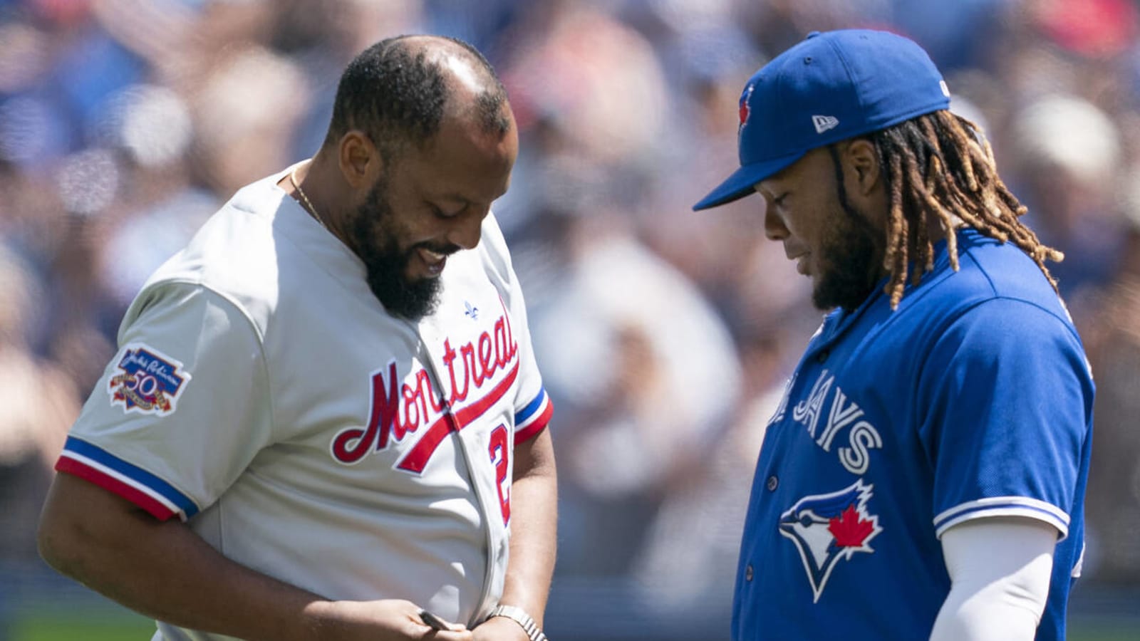 Watch: Vladimir Guerrero Jr. and father combine for first pitch