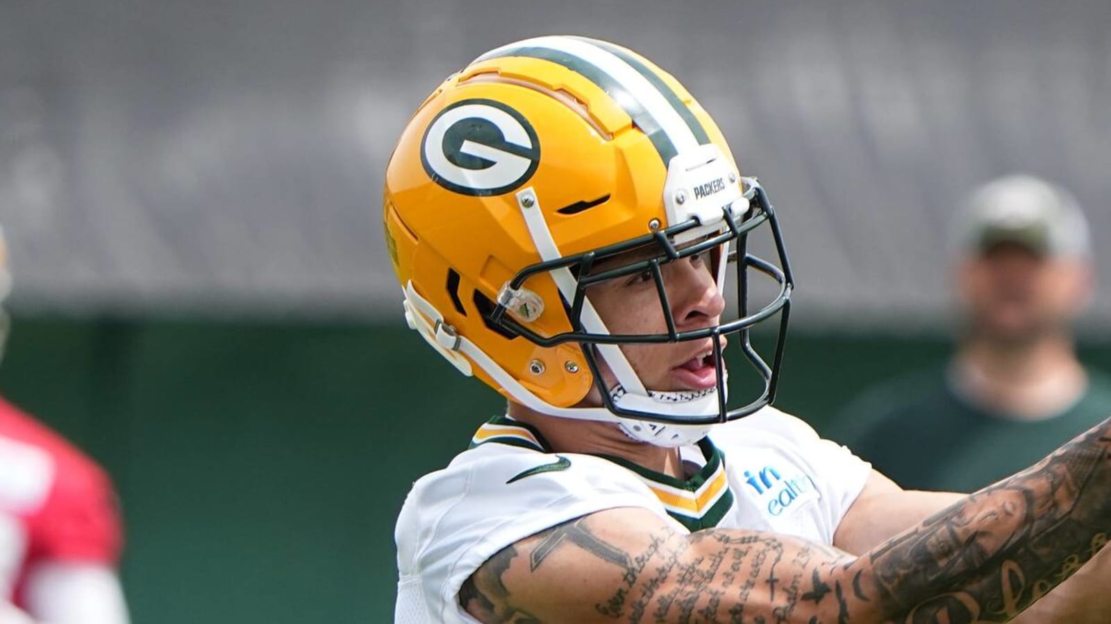 Packers rookie WR Christian Watson participates in team drills on Sunday