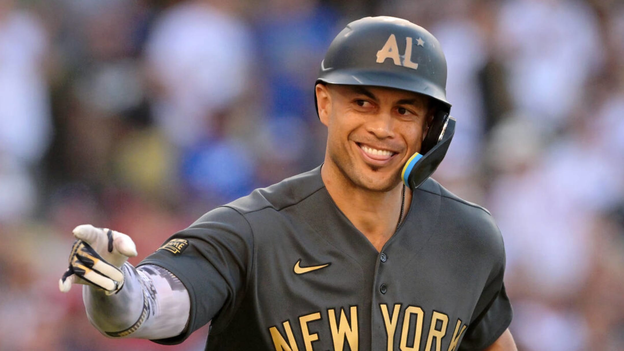 Giancarlo Stanton New York Yankees Unsigned Hitting at Yankee Stadium  Photograph