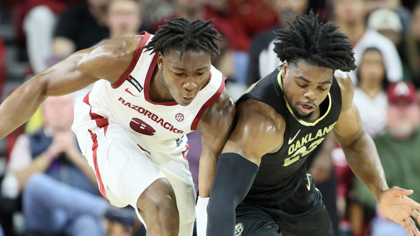 No. 23 Arkansas pulls away after an early scare vs. Oakland