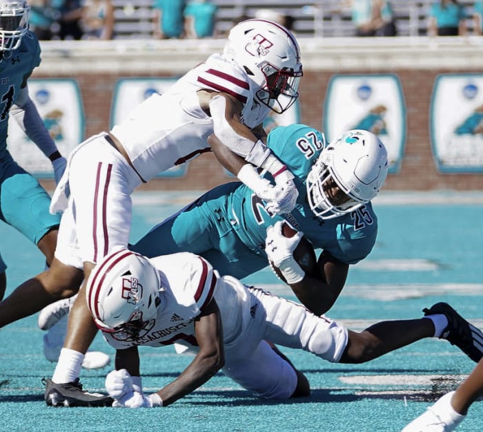 Louisiana-Monroe (2-1, 1-0 in Sun Belt) at No. 16 Coastal Carolina (4-0, 0-0 in Sun Belt, 2:30 p.m., Saturday, ESPN+