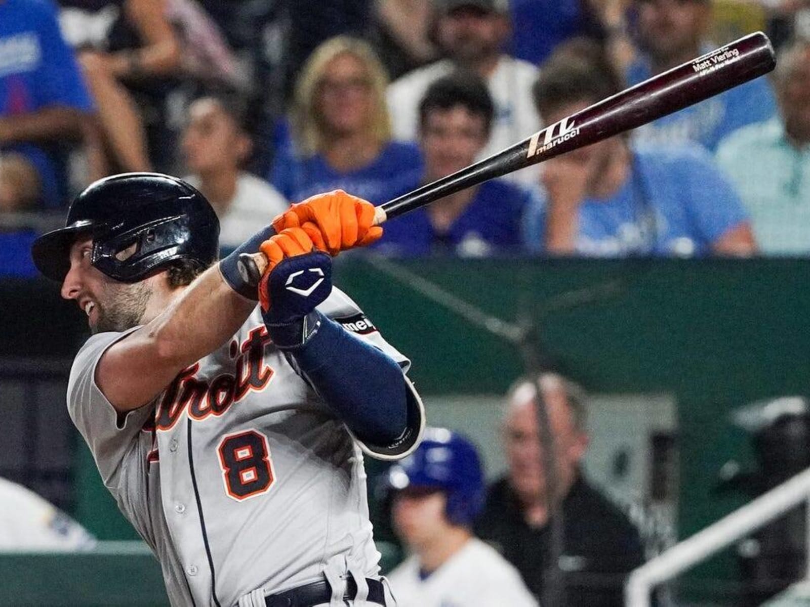 Vierling's 2-run double lifts Tigers to 3-2 win, Royals' 9th loss