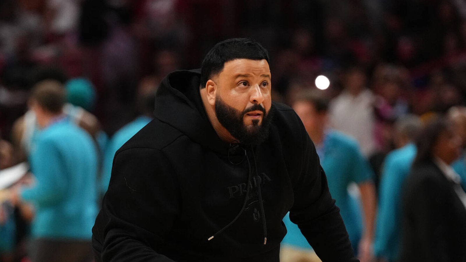 DJ Khaled Brought A Pillow For His New Super Exclusive Shoes To The Heat vs. Hornets Game