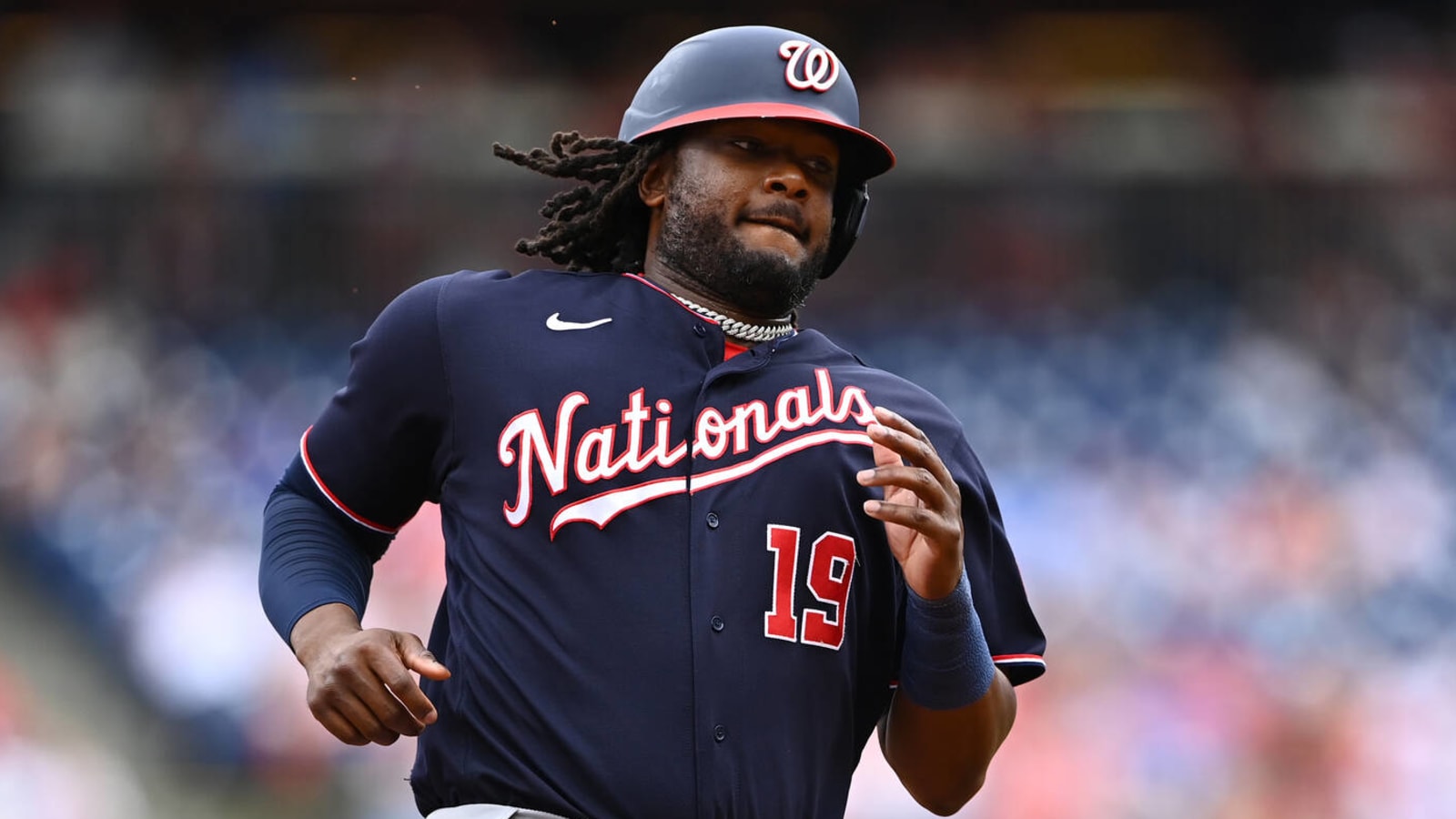 Washington Nationals' Josh Bell mans first base against the