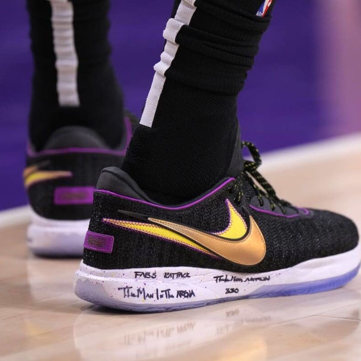 Lebron james shoes in lakers hotsell