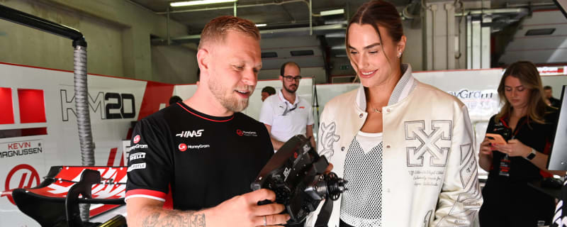 Tennis star Aryna Sabalenka spotted at Haas F1 Garage during Emilia Romagna GP