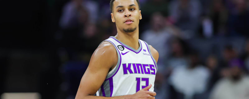 SACRAMENTO, CALIFORNIA – APRIL 30: A detail of the shoes of Keegan Murray  #13 of the Sacramento Kings during game seven of the Western Conference  First Round Playoffs against the Golden State