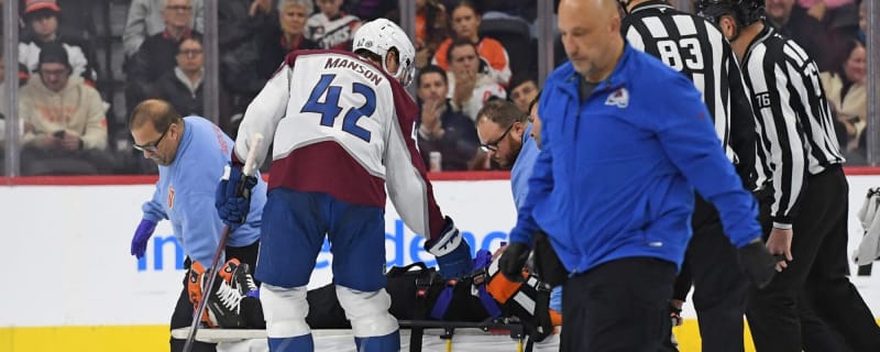 Referee Mitch Dunning taken to hospital following collision with Avalanche’s Josh Manson
