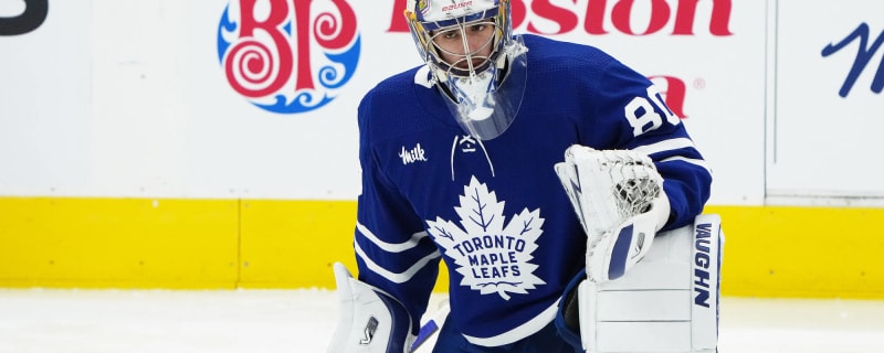 Toronto Maple Leafs center Alex Steeves (46) during warm up before