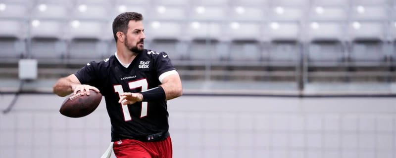 Detroit Lions quarterback David Blough (10) warms up against the