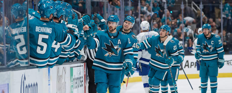 Brent Burns San Jose Sharks Unsigned Teal Jersey Skating Photo