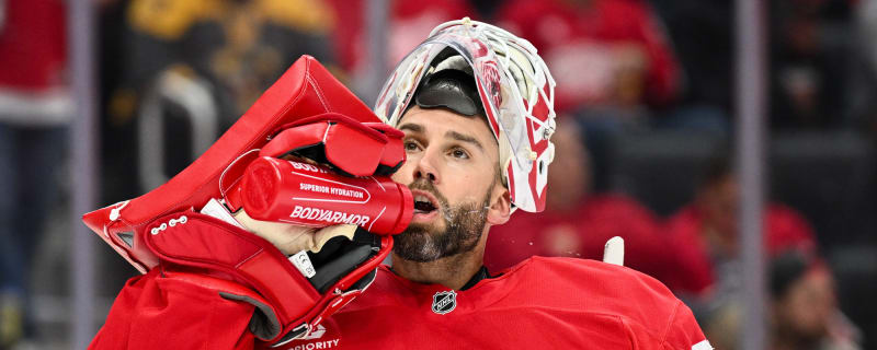 Talbot Lifts Red Wings on 40-Save Shutout; Fischer Hurt