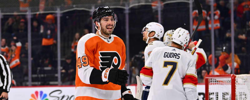 Claude Giroux Philadelphia Flyers Autographed 16 x 20 Orange Jersey Celebrating Spotlight Photograph