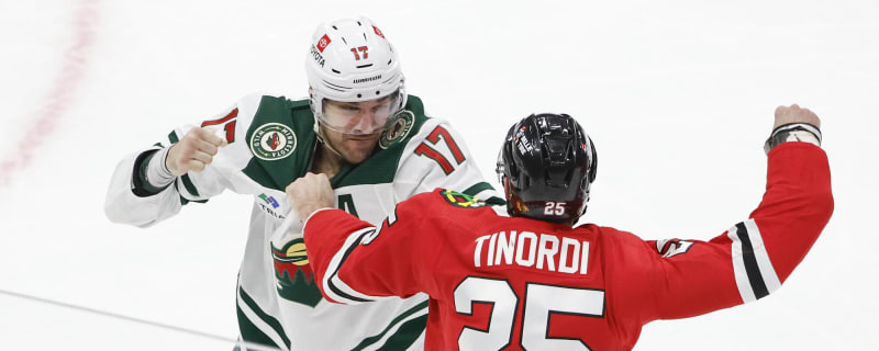 Watch: Jarred Tinordi and Marcus Foligno’s fist battle ignites intense atmosphere during Wild vs. Blackhawks game
