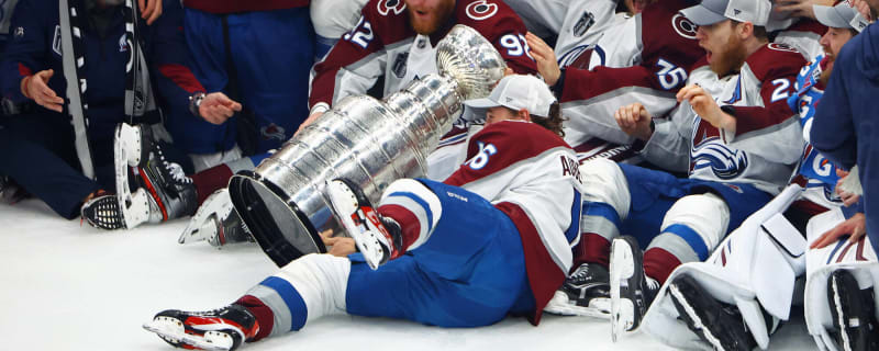 Aube-Kubel dents Stanley Cup during postgame celebration