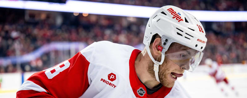 Red Wings' Andrew Copp Hurt; Alex DeBrincat Puts Hurt on Brock Faber