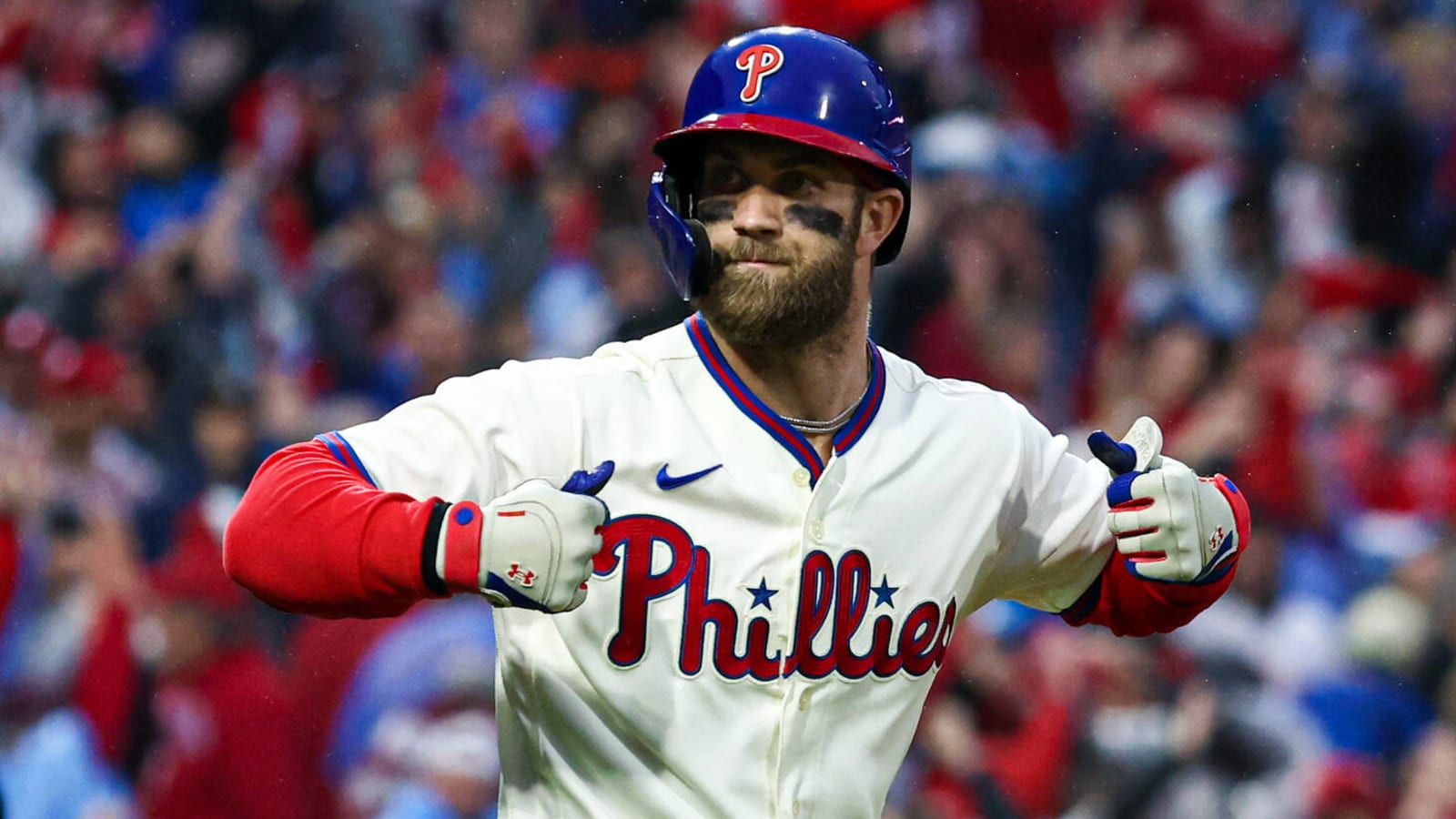 Phillies' Bryce Harper hit on surgically repaired elbow by pitch