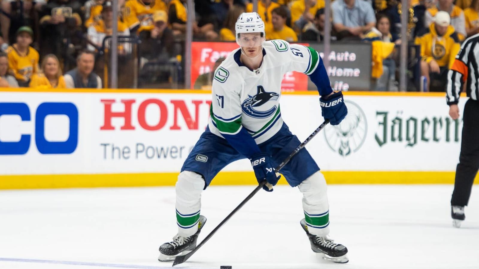 Canucks sport Tyler Myers’ tour shirt in honour of his 1000th career game
